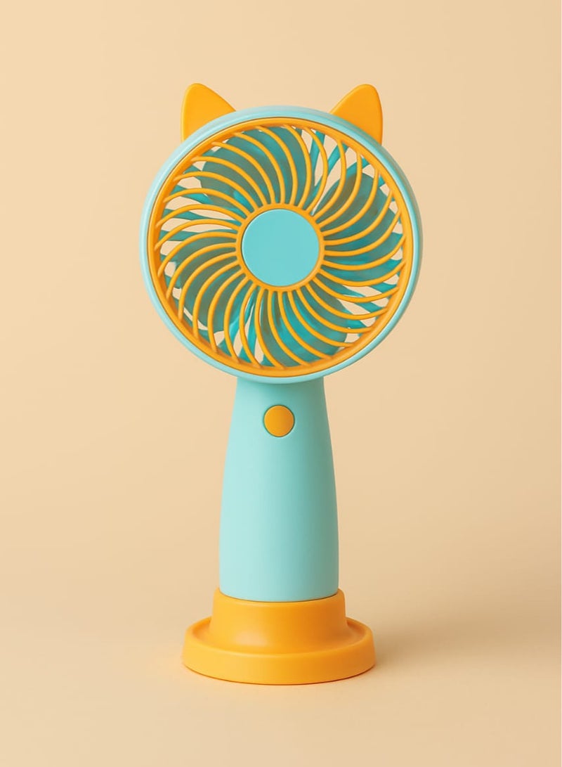Portable Cat Ear Handheld Fan 🐾 with USB Port, High Speed ​​Cooling + Desktop Phone Holder... Cute, practical, and perfect for travel and office - Image 1